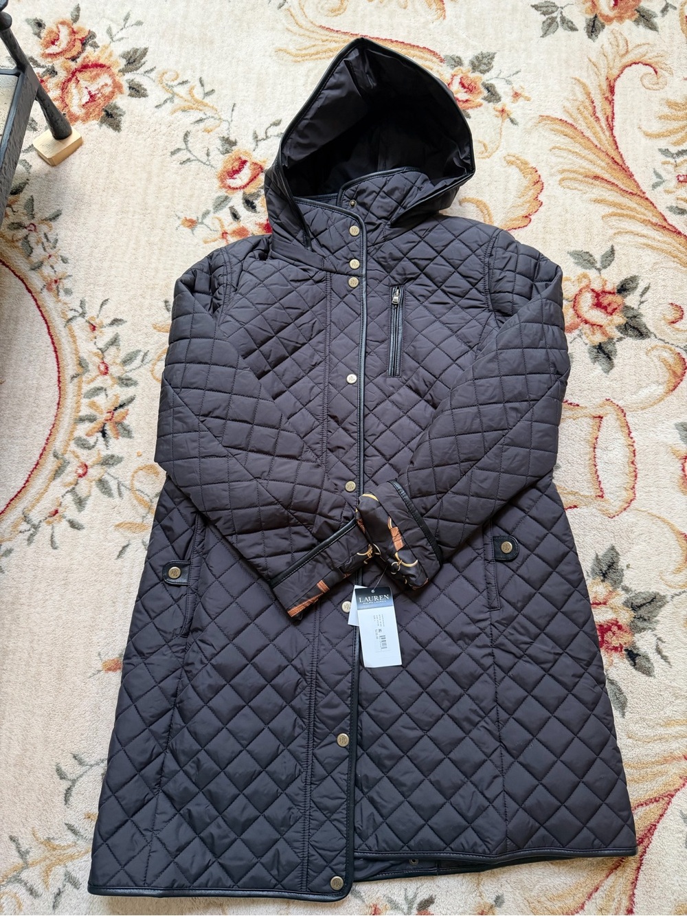 Lauren Ralph Lauren Black Quilted Hooded Longline Puffer
